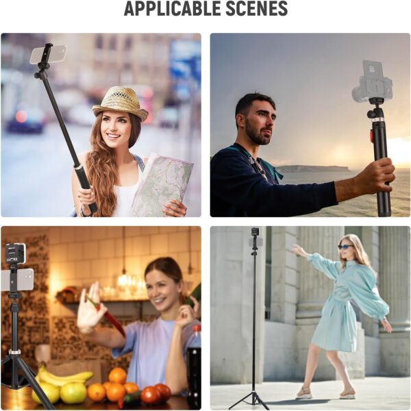 NEEWER Phone Tripod for Cell Phone & Camera with Remote, 62.9" All Metal Selfie Stick Travel Vlog Tripod Stand for iPhone with Phone Holder, Portable Camera Tripod for Canon Sony DLSR GoPro, TS05 - Image 9
