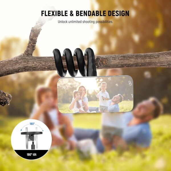 Neewer Magnetic Flexible Phone Holder with 1/4 Screw Adapter, Mini Bendable Tripod Stand Selfie Stick Compatible with MagSafe iPhone Samsung Android Cellphones for Handlebar/Treadmill/Stroller, GP-19 - Image 3