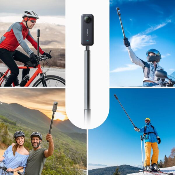 Andoer 45in Invisible Selfie Stick, Compatible with Insta360 X4/X3/GO 3S, Insta360 ONE X2/ONE RS, 1/4" Extended Monopod Pole for GoPro Hero DJI Action and More - Image 2