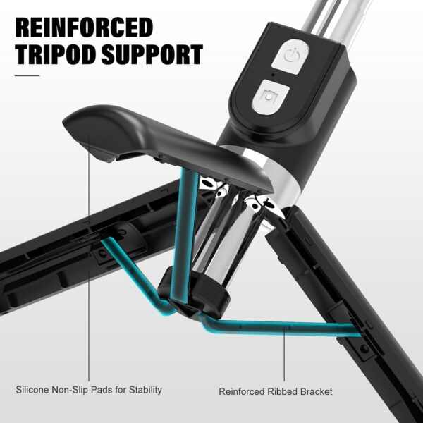 Portable Selfie Stick with Remote, Extendable Cell Phone Tripod for iPhone 15/14/13/12/11/X/8/7, Galaxy S23/S22/S21/S20/Note/Z Flip, Pixel, OnePlus, Travel Phone Mount Holder Filming Video Recording - Image 4