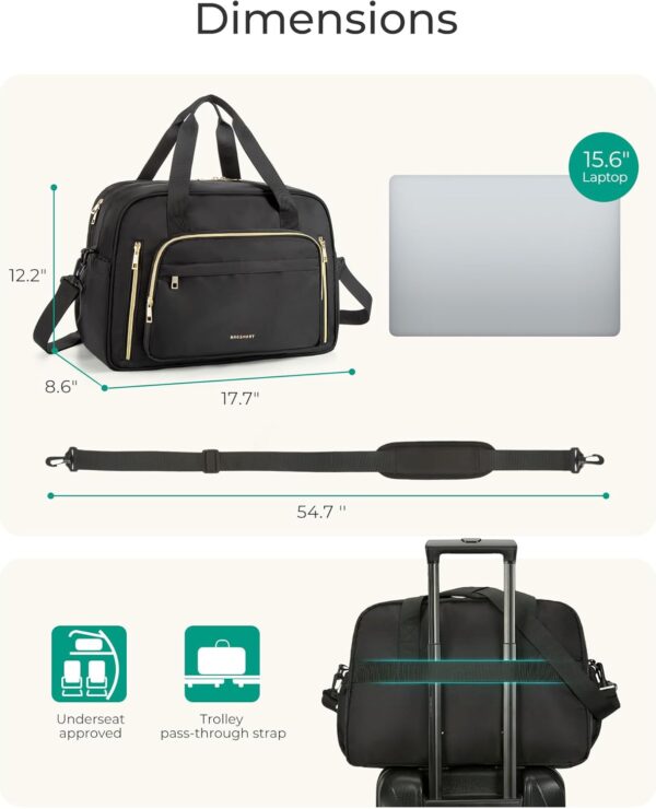 BAGSMART Duffle Bag for Travel, Weekender Overnight Bags for Women with Wet Pocket Underseat for Airplane - Image 5