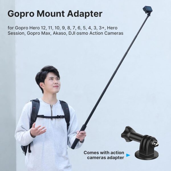 59in Invisible Selfie Stick Tripod for Insta360 X4/GO 3/X3/ONE RS/ONE X2/ONE X/GO 2/ONE R/ONE - ULANZI TT52 Extension Pole Selfie Stick Handle Grip Adjustable Waterproof for GoPro DJI and More - Image 6