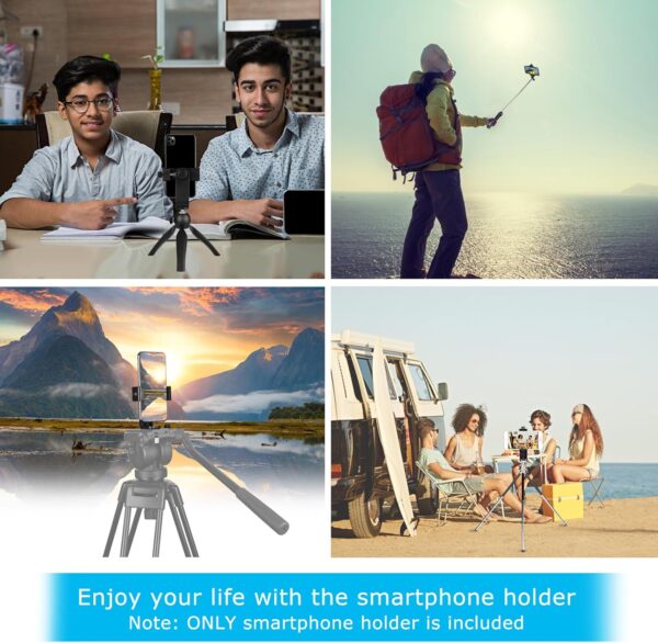 Premium Smartphone Holder/Vertical and Horizontal Tripod Mount Adapter Rotatable Bracket with 1/4 inch Screw/Adjustable Clip for iPhone, Android Cell Phone, Selfie Stick, Camera Stand - Image 3