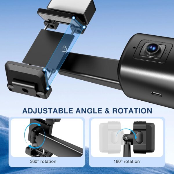 Auto Face Tracking Tripod 360° Rotating Auto Tracking Phone Stand, No App, Phone Camera Stand with Remote and Gesture Control, Rechargeable Smart Shooting Stand for Live Video Recording Tiktok（Black） - Image 4