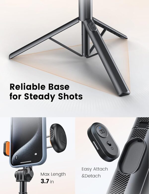 71" Phone Tripod, NT79 Extendable Selfie Stick for Cell Phone＆Camera, Tripod Stand with Remote for Video Recording, Phone Holder Tripod Compatible with iPhone Android, Camera - Image 3