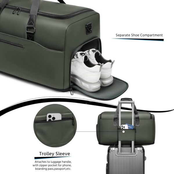 Expandable 55/70L Duffle Bag for Travel,Travel Bag for Men,Carry on Weekend Bag with Shoe Compartment,Waterproof Gym Bags Overnight Bag for Men Women - Image 4