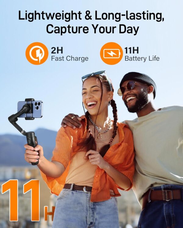 hohem iSteady X3 SE Gimbal Stabilizer for iPhone, Phone Stabilizer with Detachable Remote Control, Portable Foldable 3-Axis Phone Gimbal for Android & iPhone 16 15 Pro Max, Ideal for Travel Vlogging - Image 7