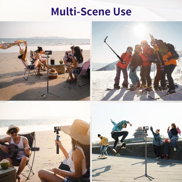 Selfie Stick Tripod for Gopro Camera, 62" Extendable Tripod Stand with 360° Ball Head 1/4" Screw, Portable Lightweight Camera Tripod for GoPro Max Hero 11 10 9 8 7 6 5 DJI OSMO Action Camera - Image 4
