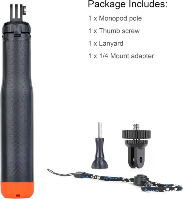 SOONSUN 4in1 Floating Selfie Stick Tripod for GoPro Hero 13 12 11 10 9 8 7 6 5 4 3 Session Max, AKASO, SJCAM Action Camera - As Waterproof Extension Monopod Pole Floating Handle Grip Tripod Stand - Image 6