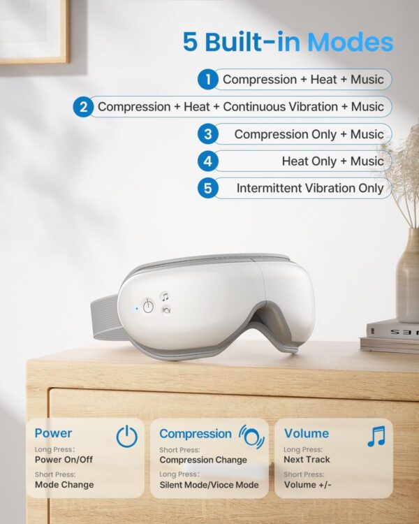 RENPHO Eyeris 1 Eye Massager with Heat, Mothers Day Birthday Gifts for Mom Dad Women Men Her Him, FSA HSA Eligible Eye Care, Smart Eye Mask for Relax Eye, Reduce Eye Strain - Image 6