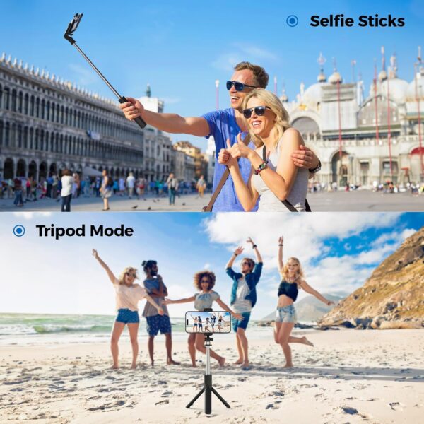 Selfie Stick Tripod, Retractable Selfie Stick Tripod with Wireless Remote Control, for Photograph, Live Streaming, Video Recording, Compatible with Android, iPhone and More - Image 8