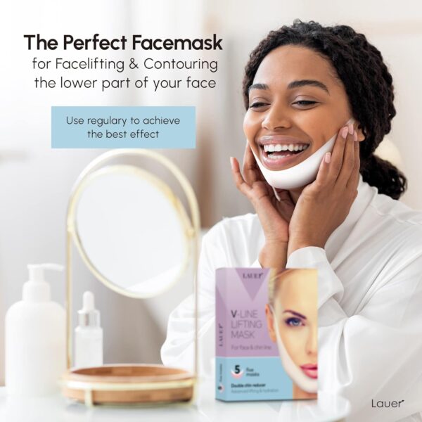 V Shaped Contouring Face Mask Line Shaping Lifting Belt Neck Reduction Jawline Lift Tape Enhancer Face Patch Firming Tightening Skin Chin Up Sculpting Collagen Mask Hyaluronic Acid Aloe Vera 5 pcs - Image 7
