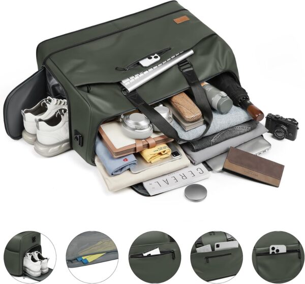 Expandable 55/70L Duffle Bag for Travel,Travel Bag for Men,Carry on Weekend Bag with Shoe Compartment,Waterproof Gym Bags Overnight Bag for Men Women - Image 6