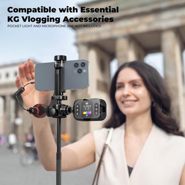 Vlogging Tripod for Phone and Camera, 60" Tripod Stand for iPhone and Android with 3 Cold Shoes for Light and Microphone (Both are not Included), Selfie Stick with Remote for Video Recording - Image 5
