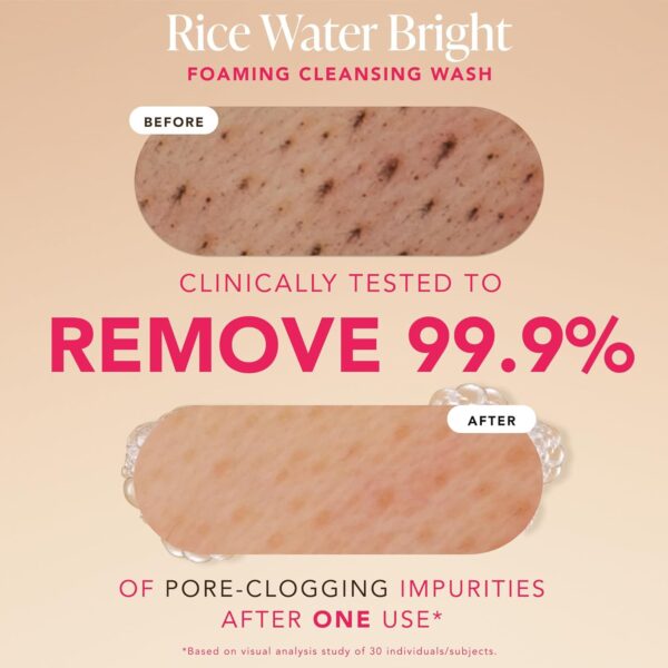 The Face Shop Rice Water Bright Double Cleansing Duo Set with Ceramide, Korean Skin Care, Gentle Face Wash & Pore Control Cleansing Oil, Hydrating, Moisturizing, Vegan Facial Cleanser, Makeup Remover - Image 3
