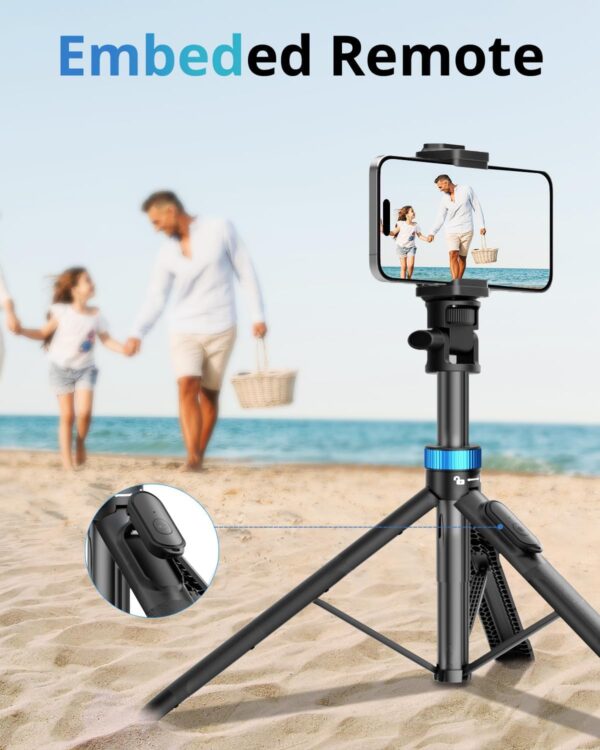 UBeesize 72" Phone Tripod - Tripod for iPhone & Selfie Stick with Phone Holder & Remote - Upgraded, Stable & Portable Stand for iPhone 16/15/14, Android, Cameras & Action Cams - Image 6