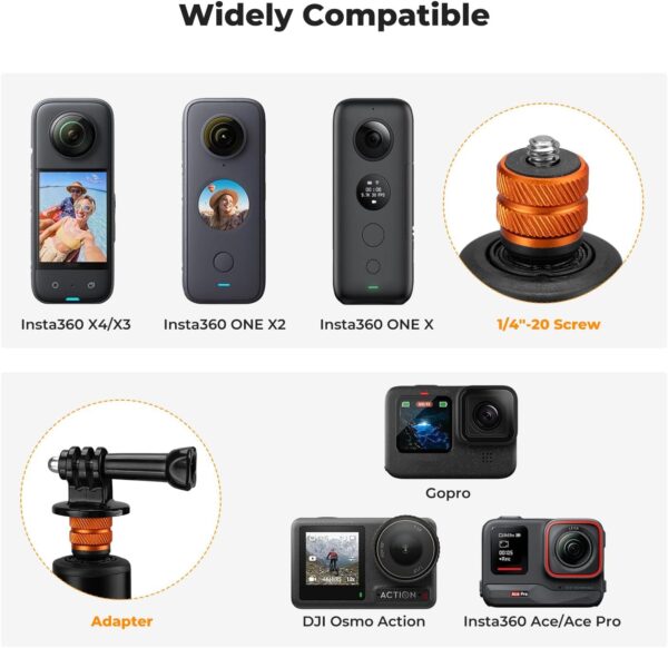 K&F Concept Invisible Selfie Stick, Extension Long Pole（120cm/47.2in） for Insta360 Sports Camera GoPro DJI OSMO Pocket 3, 1/4" Extended Monopod with GoPro Adapter. - Image 3