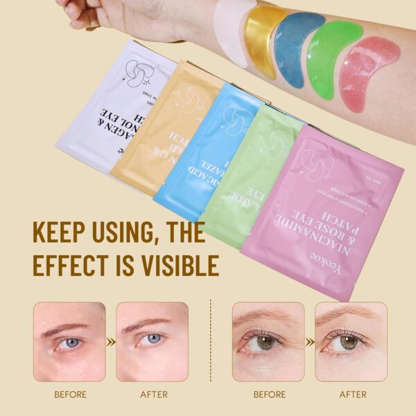 Under Eye Patches for Dark Circles,Eye Mask for Puffy Eyes With Collagen,Retinol,Vitmin C,Hyaluronic Acid and Niacinamide Face Masks Skincare Spa Gifts for Woman 20Pairs - Image 4