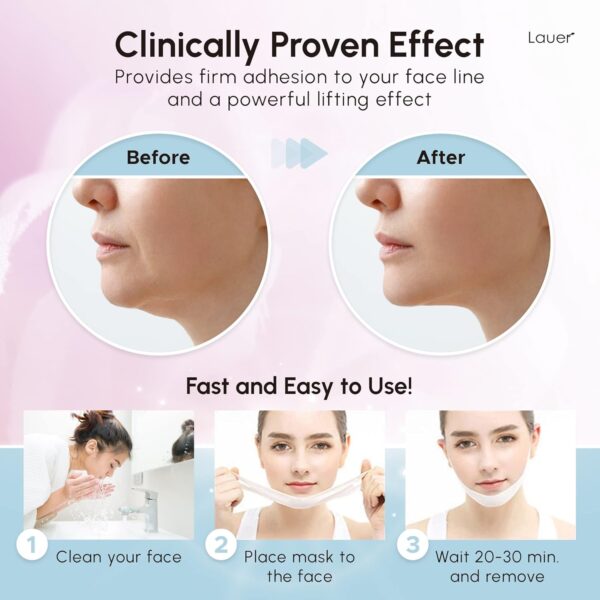 V Shaped Contouring Face Mask Line Shaping Lifting Belt Neck Reduction Jawline Lift Tape Enhancer Face Patch Firming Tightening Skin Chin Up Sculpting Collagen Mask Hyaluronic Acid Aloe Vera 5 pcs - Image 4