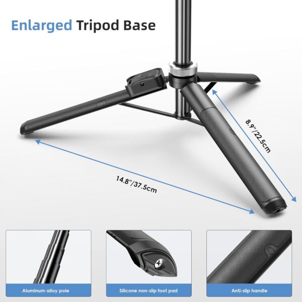 62" Phone Tripod - MIIASI Extendable Tripod for iPhone and Selfie Stick Tripod with Remote, 360° Ball Head Upgraded Cell Phone Tripod for Video Recording, iPhone 14/13/12 Pro Max/Android - Image 6
