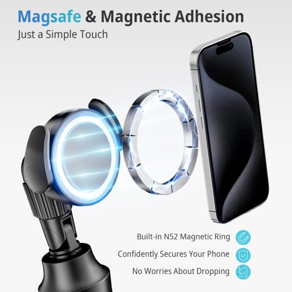 UBeesize 62'' Magnetic Selfie Stick Phone Tripod with Wireless Remote, Extendable Cell Phone Tripod Stand, Compatible with MagSafe, Cellphone Tripod for iPhone 15 14 13 12 Series and Android Phones - Image 3