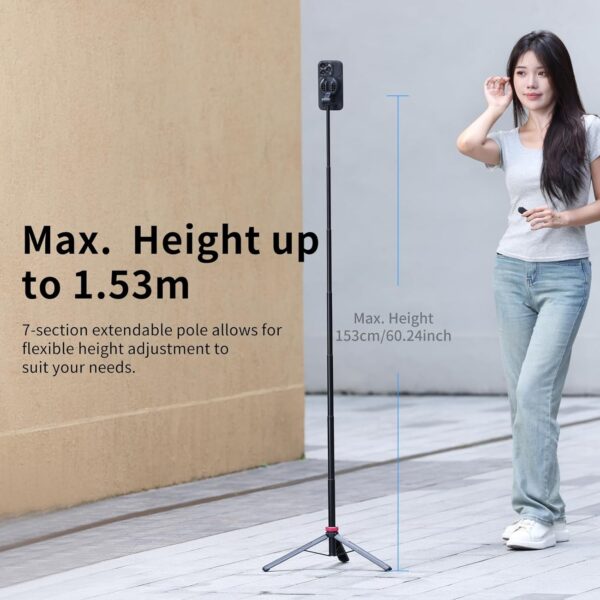 Ulanzi MT-84 Phone Tripod, 61" Magnetic Selfie Stick With Remote for iPhone 15/14/13/12 Series, Extendable Cell Phone Stand, Portable iPhone Holder for Selfie/Photo/Live/Vlog - Image 6