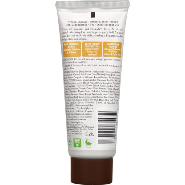 Palmer's Coconut Oil Formula Coconut Sugar Facial Scrub Exfoliator, Face Scrub to Gently Exfoliate Away Dirt and Dead Skin Cells with Chamomile to Soften & Calm, 3.17 Ounces (Pack of 1) - Image 3