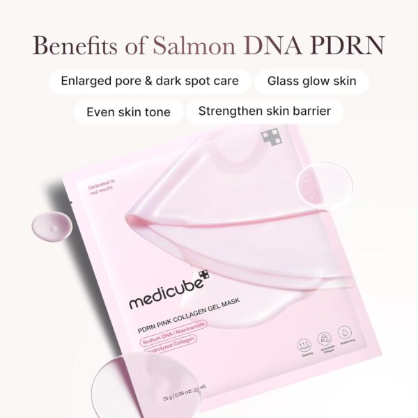 medicube Salmon DNA PDRN pink collagen jelly gel mask | overnight face mask for glass glow skin- elasticity, hydrating, firming and moisturizing | korean skincare, 28g, 4ea - Image 5