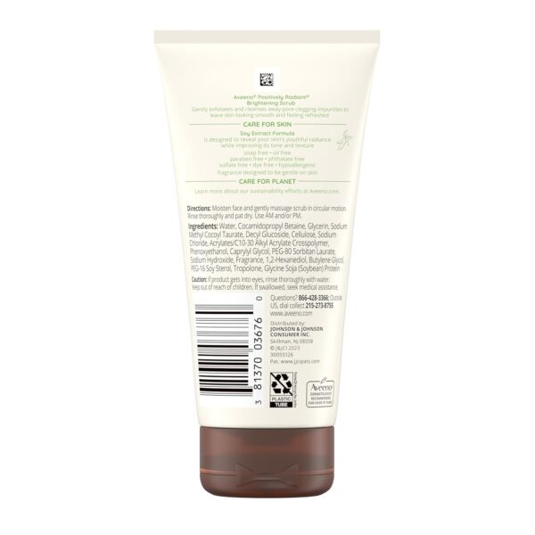 Aveeno Positively Radiant Skin Brightening Exfoliating Daily Facial Scrub, Moisture-Rich Soy Extract, helps improve skin tone & texture, Oil-& Soap-Free, Hypoallergenic, 5 oz - Image 5