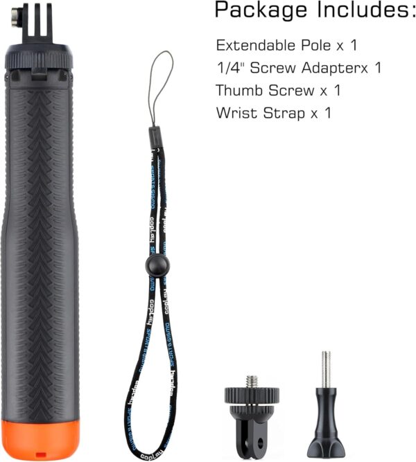 9''-27''Waterproof Selfie Stick Floating Hand Grip Tripod for GoPro Hero 13 12 11 10 9 8 7 6 5 4 3 Fusion, Max, Most Action Cameras Used as Floating Tripod, Hand Grip, Selfie Stick,Tripod Stand - Image 8