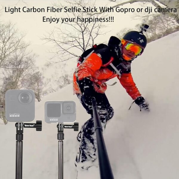 10.6-47.2 inches Carbon Fiber Invisible Selfie Stick for Insta360 x4 Insta 360 x4 x3 x2 x Go 2 3 GoPro Hero 13 12 11 10 9 DJI OSMO Action Camera Accessories (Black) - Image 6