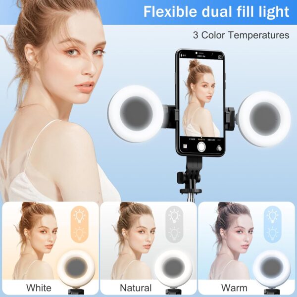Selfie Stick Tripod with Fill Light, Phone Selfie Stick ，Durable Stainless Steel Design, Bluetooth Remote Control, and Stable Three-Legged Support for Live Broadcasts, Video Shooting (Black) - Image 3