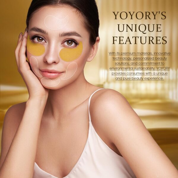 Under Eye Patches Masks - Collagen & Hyaluronic Acid for Removing Eye bags, Puffiness, Dark Circles Smoothing Skin Care Treatment for Women and Men, (60 Pcs) Gold - Image 9
