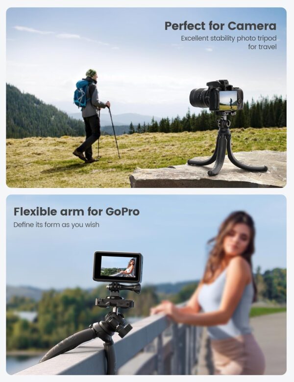 Lamicall Tripod for iPhone - 3 in 1 Flexible Phone Tripod with Wireless Remote - iPhone Tripod Stand for Video Recording Vlogging Selfie Compatible with iPhone Samsung Go Pro, Digital Camera - Image 4