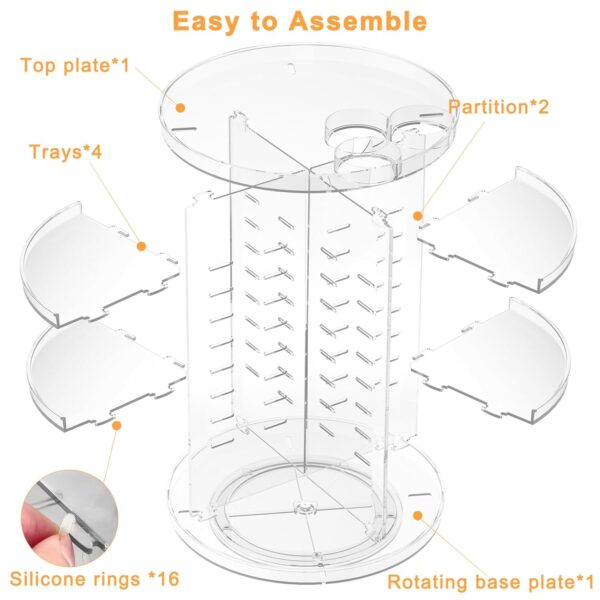 Rotating Makeup Organizer, DIY 8 Adjustable Layers Spinning Skincare Organizer, Cosmetic Display Case with Brush Holder Perfume Tray, Multi-Function Storage Carousel for Vanity Bathroom Countertop - Image 7
