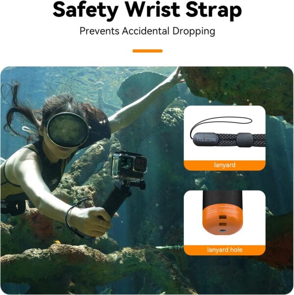 TELESIN°Floating Selfie Stick Hand Grip Waterproof Handle with Bluetooth Remote for GoPro Hero 13 12 11 10 9 8 Handle Mount Accessories for Action Camera - Image 6