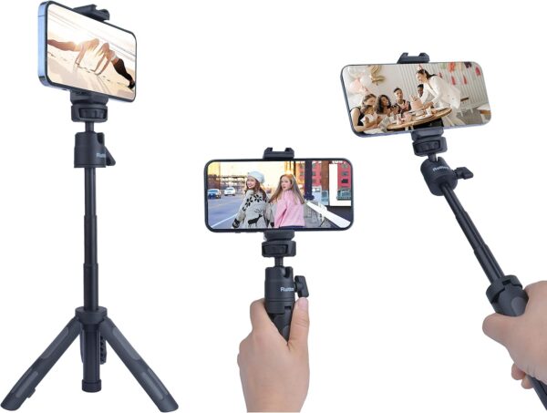 Phone Tripod Stand and Selfie Stick for iPhone, Webcam, Desktop, Sony, Go Pro, Travel 11.5inch Tripod Compatible DJI osmo Pocket 3, 2 - Image 3