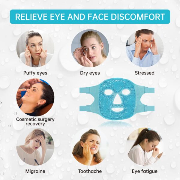 ZNÖCUETÖD Cold Face Eye Mask Ice Pack Reduce Face Puff, Dark Circles, Gel Beads Hot Heat Cold Compress Pack, Face SPA for Woman Sleeping, Pressure, Headaches, Skin Care, Post Laser Care[Blue] - Image 5