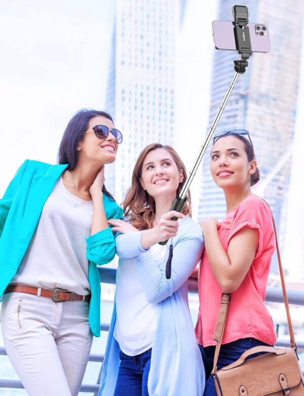 Selfie Stick with Fill Light, 40'' in Length Extendable Phone Tripod Stand with Remote Shutter Compatible with Gopro, iPhone/Samsung/Sony/Google - Image 7