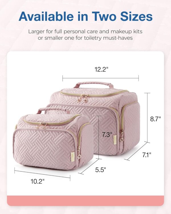 BAGSMART Travel Toiletry Bag, Large Wide-open Makeup Cosmetic Travel Bag for Toiletries with Handle, Pink-L - Image 5