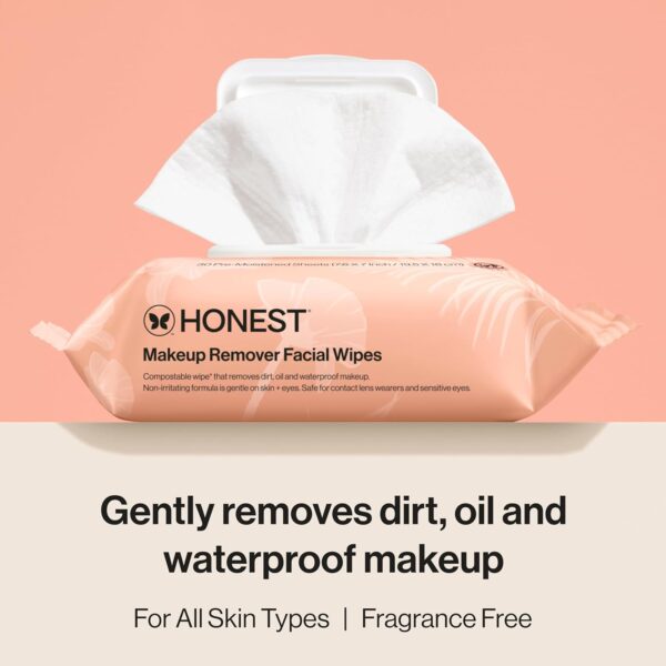 Honest Beauty Fragrance Free Cleansing Makeup Remover Facial Wipes | Plant Based, Hypoallergenic, Gentle for Sensitive Skin | 90 Count - Image 3