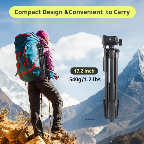 Sensyne 64" Camera Tripod Stand, Versatile Phone & iPad Tripod with Wireless Remote and 2-in-1 Phone Holder for Selfie/Video Recording/Photo/Live Stream/Vlog - Image 6