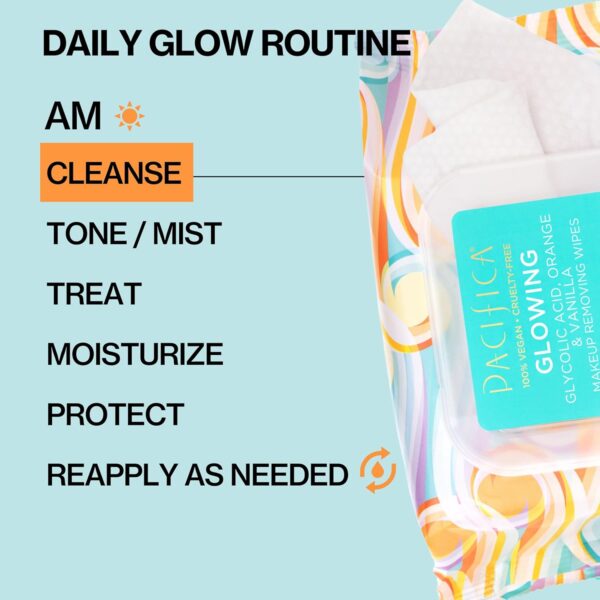 Pacifica Makeup Remover Face Wipes - Daily Facial Cleansing & Exfoliating Towelettes - Biodegradable - Organic - w/ Gycolic Acid - Clean Beauty Vegan & Cruelty-Free Dermatologist Tested 30 Count - Image 11