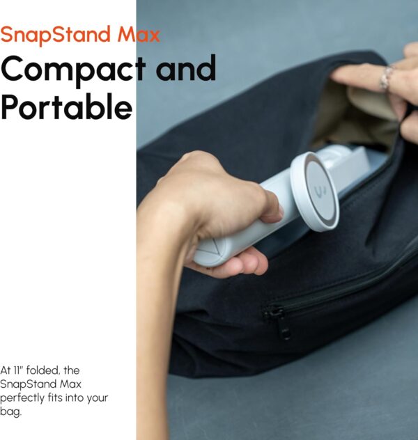 ShiftCam SnapStand Max – Magnetic Selfie Stick & Tripod – Compact, Foldable & Extendable with Tilt Head and Magnetic Bluetooth Remote (Stone, SnapStand Max) - Image 7