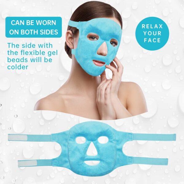 ZNÖCUETÖD Cold Face Eye Mask Ice Pack Reduce Face Puff, Dark Circles, Gel Beads Hot Heat Cold Compress Pack, Face SPA for Woman Sleeping, Pressure, Headaches, Skin Care, Post Laser Care[Blue] - Image 6
