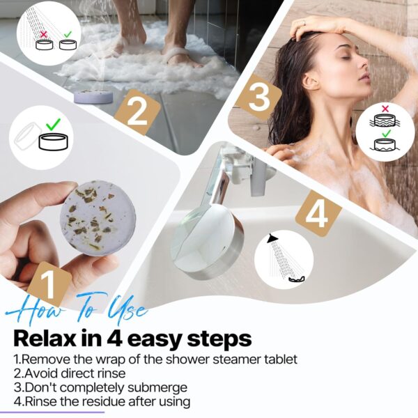 Shower Steamers Aromatherapy Birthday Gifts for Women - SWCANDY 8 Pcs Mothers Day Gifts for Her Mom Men Teen Adults Bath Bombs Self Care with Natural Essential Oils Relaxation Home SPA Easter Basket - Image 7