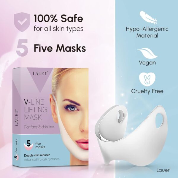 V Shaped Contouring Face Mask Line Shaping Lifting Belt Neck Reduction Jawline Lift Tape Enhancer Face Patch Firming Tightening Skin Chin Up Sculpting Collagen Mask Hyaluronic Acid Aloe Vera 5 pcs - Image 5
