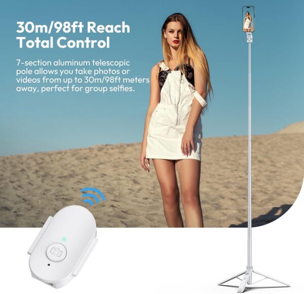ULANZI TT88 Extendable Phone Tripod, 57" Magnetic Selfie Stick Phone Vlog Tripod Stand with 2 in 1 Phone Clip, 2 Cold Shoe Mount Tripod Compatible for iPhone, Lightweight for Travel - Image 7