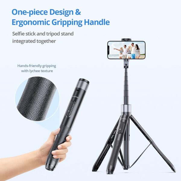 ATUMTEK 60" Selfie Stick Tripod, All in One Extendable Phone Tripod Stand with Bluetooth Remote 360° Rotation for iPhone and Android Phone Selfies, Video Recording, Vlogging, Live Streaming, Black - Image 3