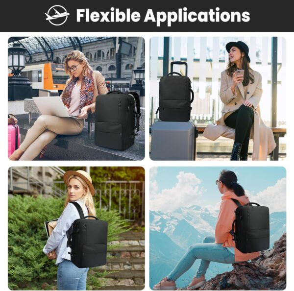 35L Travel Backpack | 180° All-Open Design | Multi-Pockets | Airline Approved Carry on |15.6 inch Laptop Compartment | USB Port |Perfect for Travel Business College Bookbags |Men Women,Black - Image 8